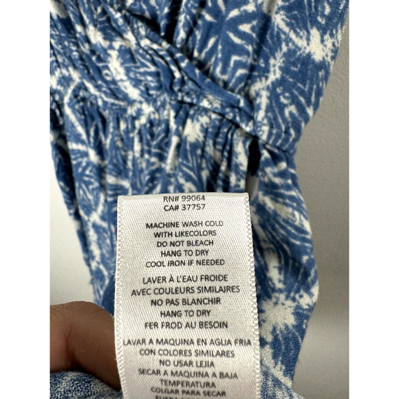 RVCA Soft Rayon Blue White Abstract Hippie Coastal Beachy Bohemian Short Romper - Picture 5 of 7